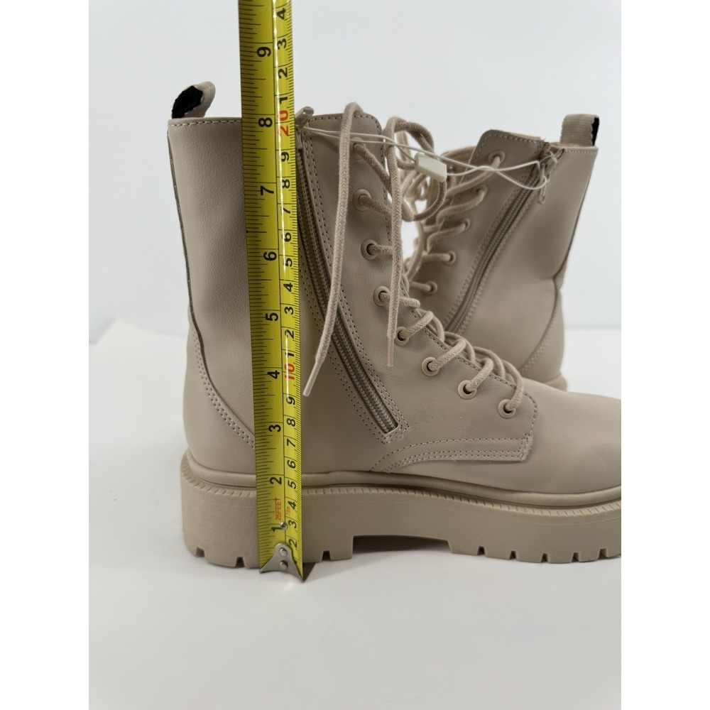 ZARA Wednesday Adams Combat Boots Beige Lug Sole Goth Academia Platform 7.5 US - Picture 12 of 12